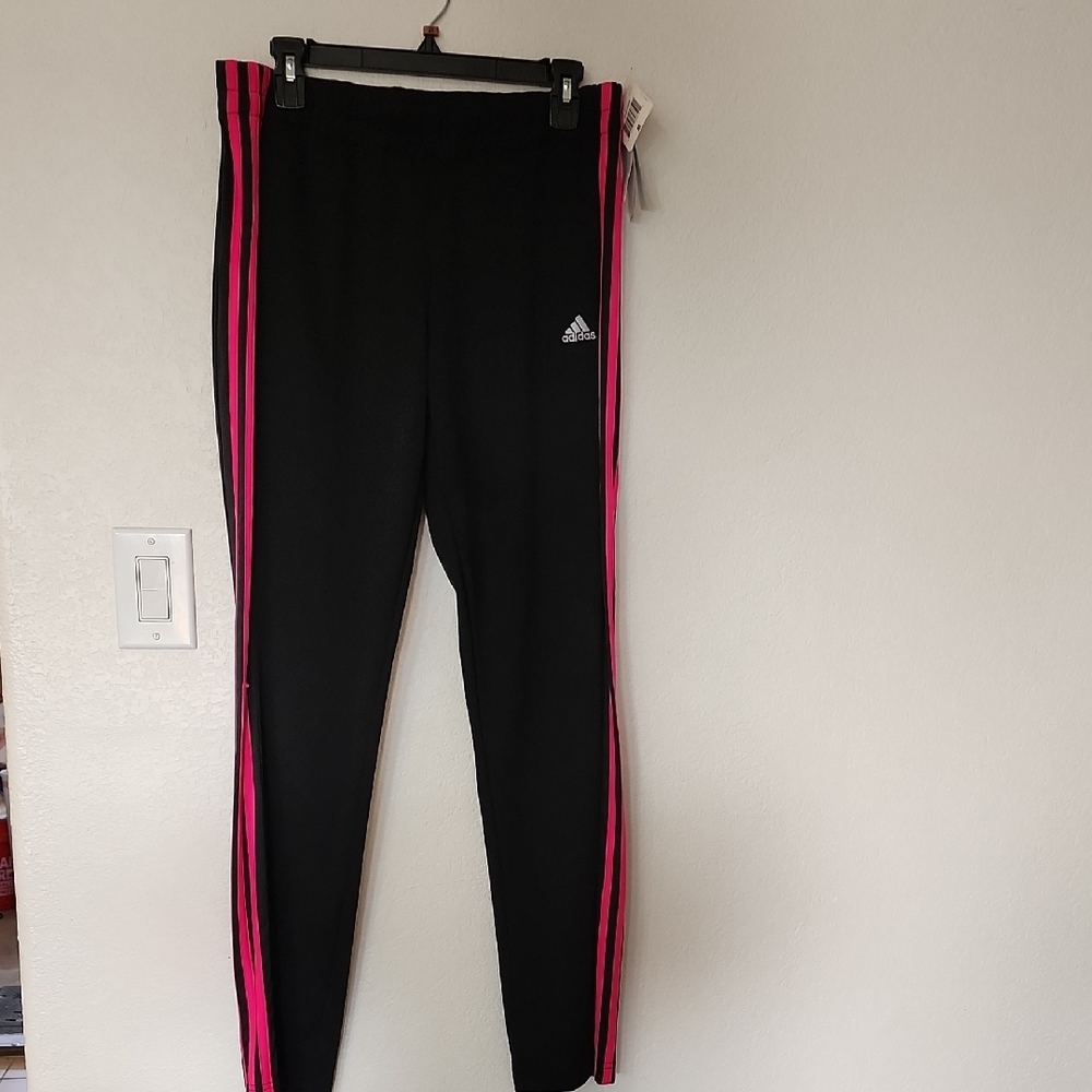 Adidas Adult Black and Pink Track Pants